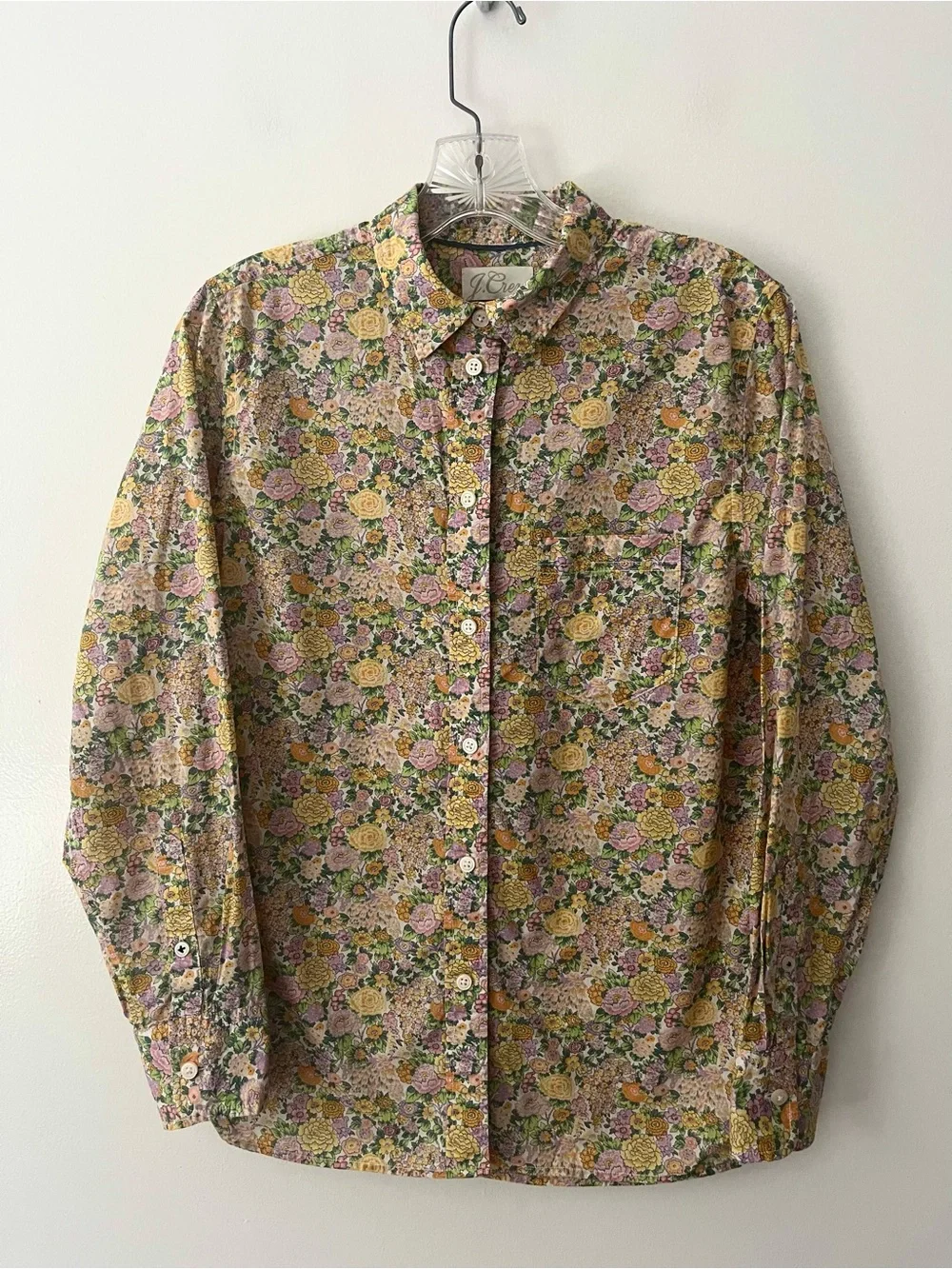 J Crew Liberty Of London Elysian Floral Classic Fit Button Up Shirt Yellow 6